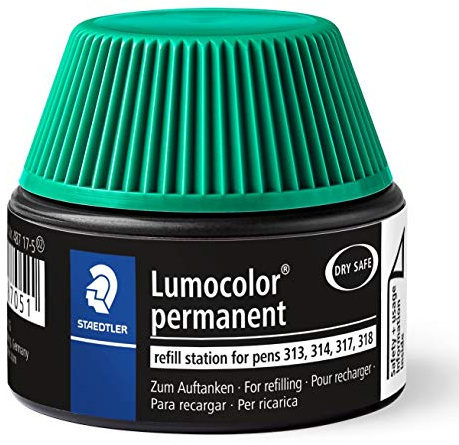STAEDTLER 487 17-5 Lumocolor permanent Universalstift Nachfüllstation für 313/314/317/318, 15-20x Nachfüllen, grün