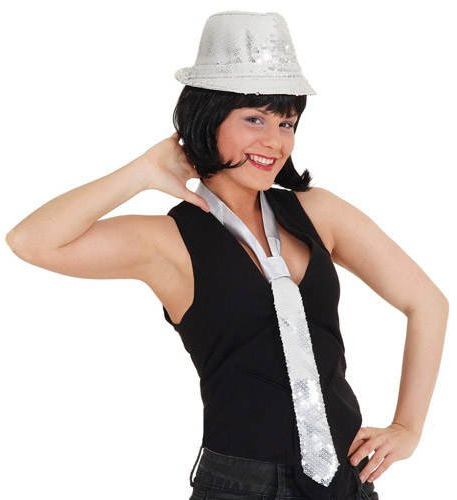 Party-Discount Pailletten-Krawatte, Silber