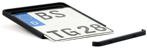 G-elumic Funschilder.de - Kennzeichenhalterung, Nummernschildhalter aus Aluminium, schwarzmatt gepulvert, für Format 180 x 200mm
