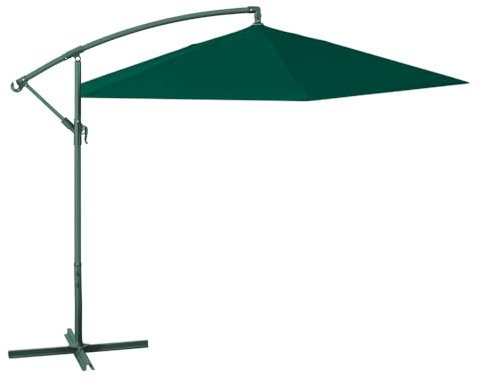 VERDELOOK Ombrellone a braccio in poliestere 3x3 m, verde scuro, per giardino arredo esterni