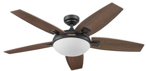 Honeywell Ceiling Fans Honeywell Carmel 48-Inch Ceiling Fan with Integrated Light Kit and Remote Control Five Reversible Cimarron/Ironwood Blades Oil-Rubbed Bronze