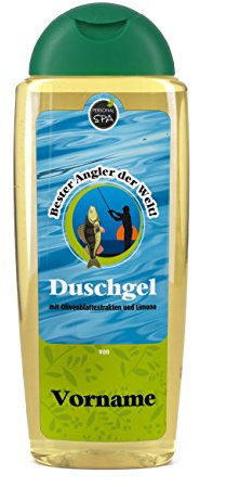 Lustapotheke® Oliven Duschgel 300 ml als Geschenk für Angler mit Namensaufdruck