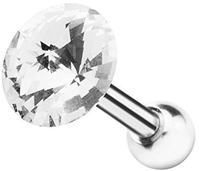 Piercingfaktor Piercing Ohr aus Chirurgenstahl mit Kristall Helix Tragus Ohrpiercing Cartilage Stab Barbell Knorpel Stecker Kugel Silber Clear