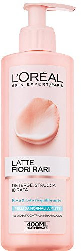 L'Oréal Paris Fiori Rari Latte Struccante per Pelli Normali Miste, Strucca e Idrata la Pelle, 400 ml