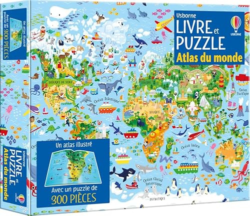 Atlas du monde - Coffrets livre et puzzle (300 pièces) - Dès 7 ans
