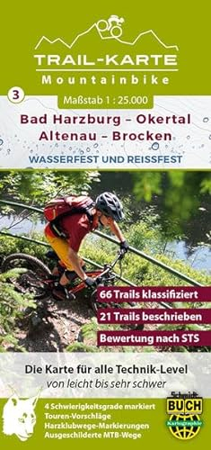 MTB Trail-Karte Harz: Bad Harzburg – Okertal – Altenau – Brocken: Nr. 3 | Wasser- und reißfeste Mountainbike-Karte
