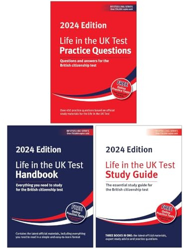 Life in the UK Test 2024 Collection 3 Books Set (Study Guide, Practice Questions, Handbook)