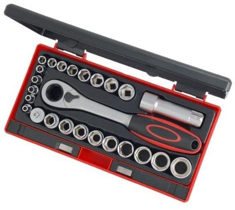 25 Pc 1/4 Inch Drive Socket Hole Pass Go Thru Chrome Ratchet Ratcheting CT1717