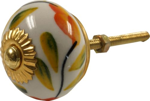 Keramik Möbelknopf, Möbelgriff, Schranktürknöpfe, handbemalt, Modell 102 | Durchmesser 3 cm, Gewinde M5, 4 cm lang, ideal für Schubladen.