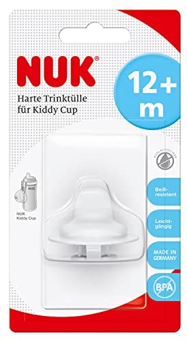 NUK Boquilla dura de plástico para Kiddy Cup, 300 ml, resistente a las mordeduras, suave y a prueba de fugas, a partir de 12 meses, sin BPA, color blanco