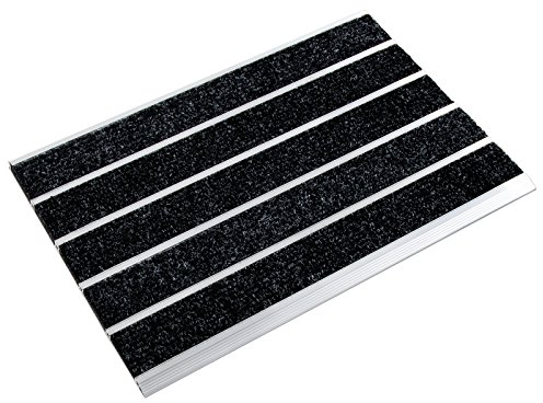 casa pura Edle Alurahmen Fußmatte für den Eingangsbereich | Rostfrei | Türvorleger mit optimaler Schmutzfangwirkung | anthrazit-Silber | Größe: 42x60 cm