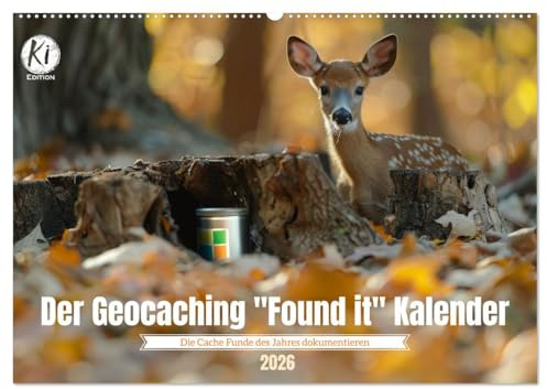 Der Geocaching Found it Kalender (Wandkalender 2026 DIN A2 quer), CALVENDO Monatskalender: Die gefundenen Dosen eintragen - Stolz das Werk betrachten (CALVENDO Hobbys)