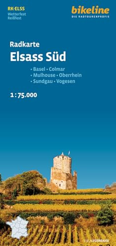 Radkarte Elsass Süd: Basel – Colmar – Mulhouse – Oberrhein – Sundgau – Vogesen, 1:75.000, wetterfest, (Bikeline Radkarte)