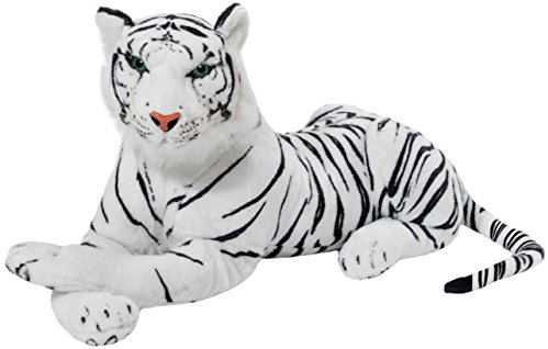 BRUBAKER Tiger Kuscheltier 45 cm - liegend Stofftier Plüschtier - Weiß