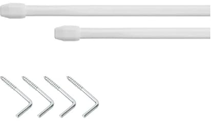 Vitragestangen Bistrostangen weiß 2-er Set komplett mit Haken ausziehbar von 80-120cm