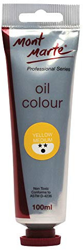 MONT MARTE Premium Oil Paint, 100ml (3.4oz), Yellow Medium, Good Coverage, Excellent Tinting Strength