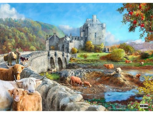 The House of Puzzles - Highland Morning Jigsaw - 1000 Piece Jigsaws For Adults, Artist Illustrated, Scenic Landscape, Deluxe Puzzle Gifts
