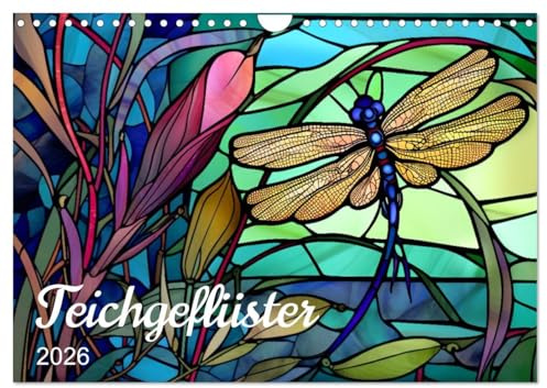 Teichgeflüster (Wandkalender 2026 DIN A4 quer), CALVENDO Monatskalender: Tiere am Teich in farbigem Glas (CALVENDO Natur)