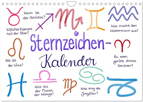Sternzeichen-Kalender (Wandkalender 2026 DIN A4 quer), CALVENDO Monatskalender: Alle Sternzeichen liebevoll gezeichnet von der Kritzelfee (CALVENDO Menschen)