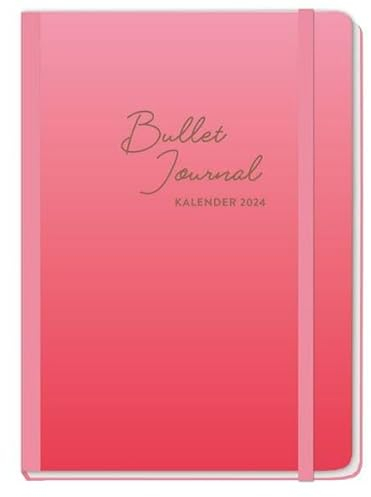 Red Bullet Journal A5. Taschenkalender 2024 mit Punktraster, Gummiband und Lesebändchen. Praktischer Buch-Kalender für Termine und To-dos. Handlicher Terminkalender A5
