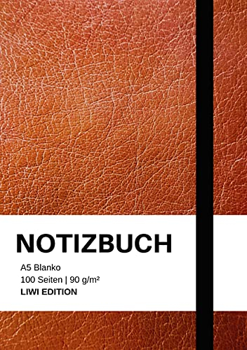Notizbuch A5 blanko - 100 Seiten 90g/m² - Soft Cover Braun - FSC Papier: Notebook A5 blanko
