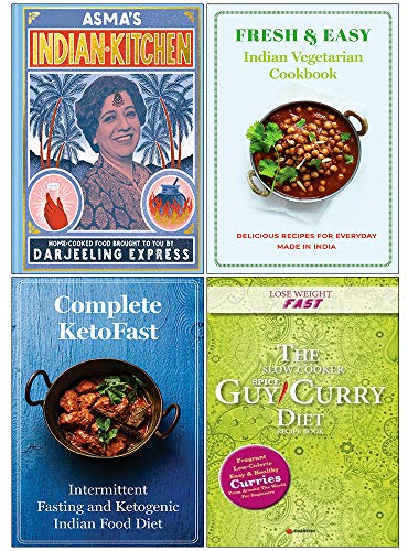 Asmas Indian Kitchen [Gebundene Ausgabe], Frisches und einfaches indisches vegetarisches Kochbuch, komplettes Ketofast, Slow Cooker Spice 4-Bücher-Sammlungsset