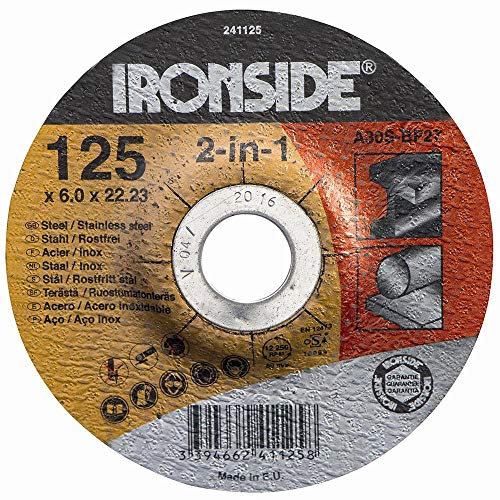 Ironside 241125 Schruppscheiben 125/6mm Metall gekröpft,Bohrung 22m