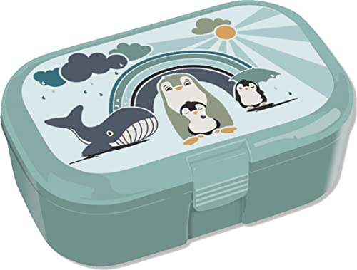 Lutz Mauder Lunchbox * SÜSSER PINGUIN * für Kinder | 10689 | Perfekt für Penguin Fans | Blau Junge Vesperdose Brotdose Brotzeit Schule Grundschule