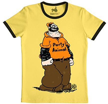 TRAKTOR® Popeye I Bluto I Party Animal | T-Shirt Print | Damen & Herren | kurzärmlig | gelb | Lizenziertes Originaldesign | Größe L