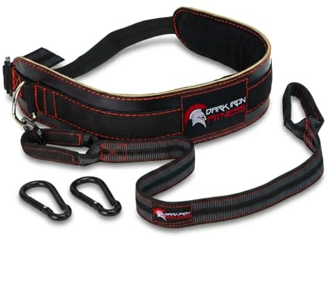 Dark Iron Fitness Dip Gürtel mit Nylon-Ladeschlaufe für Zusatzgewichte bis 122 kg - 100% Leder Gewichtsgürtel für Herren, Damen, Bodybuilding - Gym Zubehör