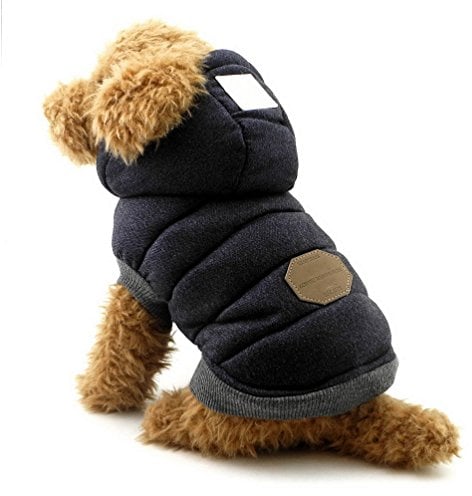 SELMAI Hoodies for Cats Dog Coats Winter Warm Jackets Cotton Clothing Fleece Pet Clothes for Dogs Small Girls Boys Chihuahua Puppy Yorkie Walking Playing Outdoor Cold Weather Windproof Blue S