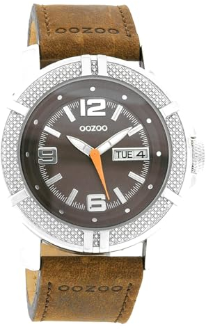 Oozoo C4107 Damen-Armbanduhr, Armband aus Leder, Dunkelbraun, Armband