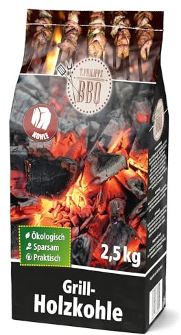 Holzkohle 2,5 Kg | schnell durchglühend, hohe Heizleistung, Grillabend, Outdoor, raucharm, gleichmäßige Glut, Grillgenuss, hochwertig