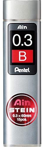 Pentel Etui de 15 Mines fines pour porte-mine AIN STEIN C273 0,3mm B