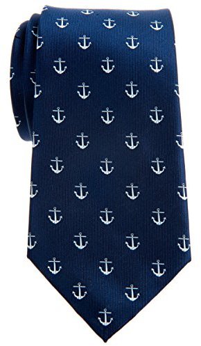 Retreez Herren Prämie Gewebte Krawatte Anker Ankermuster 8 cm - marineblau