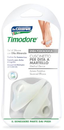 Timodore, Cuscinetto Dita a Martello, Protegge e Distende le Dita Contratte, Previene Eventuali Callosità Causate dalla Frizione della Calzatura, 100% Made in Italy, Dermatologicamente Testato, 1 Paio