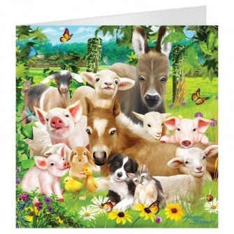3D LiveLife Grußkarte - Baby Farm Tiere von Deluxebase. Bunte Pinguin-linsenförmige 3D-Karte für jeden Anlass und jedes Alter. Originalvorlage lizenziert von dem bekannten Künstler Michael Searle