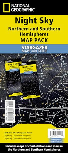 Night Sky Map Bundle – Northern & Southern Hemisphere | National Geographic Stargazer Folded Reference Map Set | Constellations & Astronomy Guide (National Geographic Reference Map)