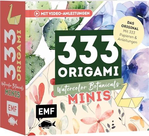 333 Origami Minis – Watercolor Botanicals: Dein dekorativer Wendeblock zum kreativen Falten & Notieren (Papier: 70 g/m², 9x9 cm)
