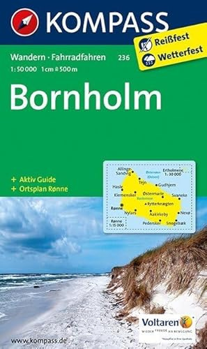 Bornholm: Wanderkarte mit Akiv Guide, Radrouten und Stadtplan von Ronne. 1:50000 (KOMPASS Wanderkarte, Band 236)