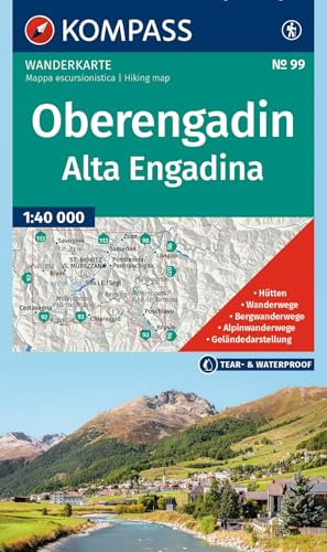 KOMPASS Wanderkarte 99 Oberengadin / Alta Engadina 1:40.000: Wanderkarte - inklusive Offline-Verwendung in der KOMPASS-App. Wanderwege.