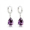Crystalline Azuria Donna 18ct Placcato Oro Bianco Lacrima Orecchini Pendenti con Violetto Cristalli di Zirconi