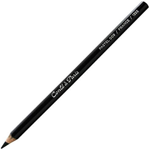 Conté a Paris 2109 Pastellstifte mit hoher Lichtechtheit aus hochwertigen Pigmente für Skizzen und Portraits, Ø Mine 5mm, Ø Stift 8,5mm - Schwarz