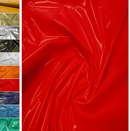 StoffBook Rot Lackleder Lacklederimitat Kunstleder für Taschen | Stabil, flexibel und hochwertig, Stoff für Taschen, Accessoires und Dekoration, Glattleder