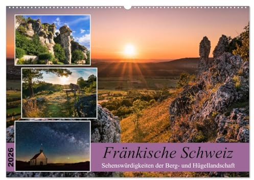 Fränkische Schweiz - Sehenswürdigkeiten der Berg- und Hügellandschaft (Wandkalender 2026 DIN A2 quer), CALVENDO Monatskalender: Felsformationen der Fränkischen Alb (CALVENDO Natur)
