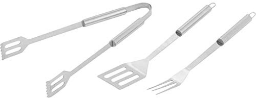 tepro Grillzubehör Grillbesteck aus Edelstahl 3-teilig, bestehend aus Gabel, Wender und Zange, Länge: ca. 38 cm, 8520