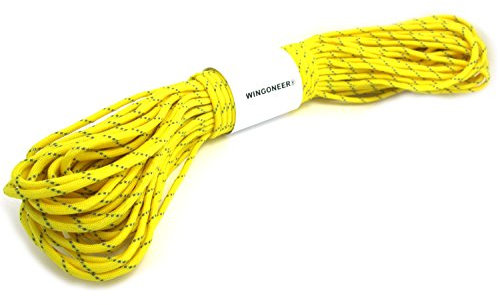 WINGONEER Reflektierendes Fallschirmseil, 100 m, 7 Kern, 550 Paracord, Nylon, Strand, Paracord, Camping, 30 m (gelb)