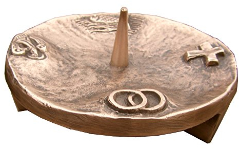 Taufkerzenleuchter Kerzenleuchter Leuchter 4 Symbole 11,5 cm Bronze Edelpatina braun