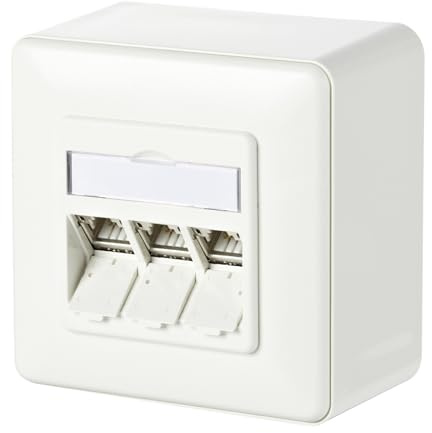 METZ CONNECT C6Amodul 3 Port 180° AP-Dose, reinweiß RAL9010