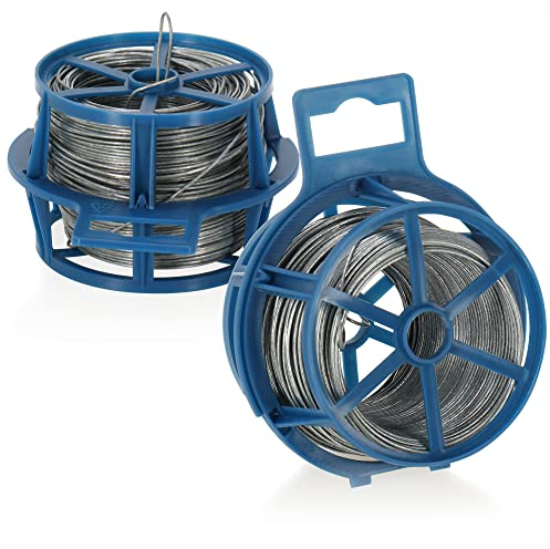 com-four® 100 Meter Bindedraht in silberfarben, 2 Rollen mit je 50 Meter verzinktem Draht (02x 50m glavanisiert)